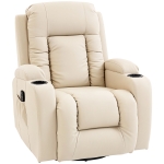 HOMCOM Poltrona Reclinabile Massaggiante e Riscaldata, 8 Punti Massaggio e 3 Modalità con Telecomando, Pelle PU, Crema