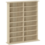 HOMCOM CD Bookcase with 16 Shelves in Modern Wooden Design, 106.5x24x126.3 cm, Natural