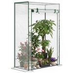 Outsunny Serre de jardin, serre de balcon, bâche renforcée PVC, châssis en acier, porte zippée enroulable, pour légumes plantes fleurs en toutes saisons intérieur et extérieur, 100 x 50 x 150 cm blanc