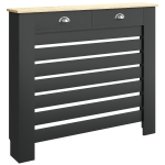 HOMCOM 95.5H x 111Wcm Radiator Cover, with Drawer - Black