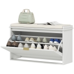 HOMCOM Banc à chaussures avec coussin d'assise rembourré et tiroir rabattable pour couloir, chambre, 80 x 26 x 47,5 cm, blanc