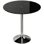 HOMCOM Round Bar Table, Modern Dining Table with Tempered Glass Top and Steel Frame for 4, 70 x 70 x 75.5cm, Black