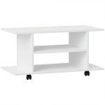 HOMCOM Modernes TV-Möbel mit Ablagen, lenkbare Rollen und Bremsen, 80x40x40 cm, Weiß