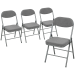 HOMCOM Set of Four Folding Corduroy Seat Chairs - Grey