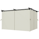 Outsunny Pergola de jardin exterieur 3 x 4 m, toit rétractable et rideaux, anti-UV UPF30+, pour barbecue, patio, terrasse, crème