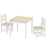AIYAPLAY Table enfant avec chaise, lot table et 2 chaises enfant en bois pour dessiner, jouer, étudier, 56x52x48cm, bois naturel