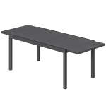 Outsunny Table de Jardin Extensible Plateau Aluminium Effet Bois Pieds Réglables 8-10 Personnes 214x85x75cm Gris Anthracite