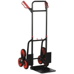 Durhand Carrello Portapacchi Pieghevole 120 kg max con Maniglia Estraibile, 44 x 38 x 106.5 cm, Rosso e Nero