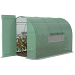 Outsunny Serre de Jardin Tunnel 6 m² Acier galvanisé renforcé diamètre 2,5 cm + PE Haute densité fenêtres Porte Vert