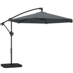 Outsunny Umbrelă Suspendată cu Bază în Cruce, din Metal și Poliester, 302x295x242 cm, Gri Închis