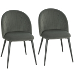 HOMCOM Set 2 Scaune de Sufragerie Tapițate cu Spătar Tip Scoică din Catifea, 52x55x79 cm, Gri