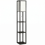 HOMCOM Floor Lamp with Shelves, 3 Layer Column Modern Standing Lamp for Living Room, Bedroom, Office, Black