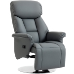 HOMCOM Fauteuil de relaxation inclinable pivotant repose-pied réglable, jusqu'à 120 kg, pour salon, chambre, home cinéma, gris