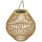 Outsunny Lampa solarna, rattanowa lampa ogrodowa, wodoszczelna lampa solarna z czujnikiem światła, lampa ogrodowa LED z konstrukcją bębna, na taras, balkon, stal, żółta