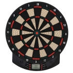 HOMCOM Cible jeu de fléchettes électronique 26 Jeu principals et 185 jeux variations cibles électroniques pour 8 joueurs 30 flechette pointe affichage LCD haut-parleur noir