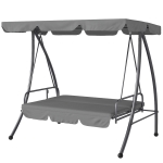 Outsunny Balancelle de Jardin Convertible 3 Places Inclinaison Toit réglable Matelas 2 x 1,25 x 1,7 m métal Polyester Gris clair