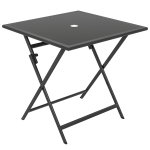 Outsunny Folding Outdoor Dining Table, Square Garden Table Tempered Glass Top with Parasol Hole Garden Patio, 70 x 70 x 70 cm
