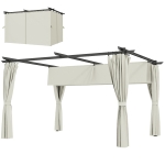 Outsunny Pergola 3 x 3 m avec Auvent Rétractable et Rideaux, Abri de Soleil UPF30+ pour Jardin, Terrasse, Extérieur