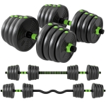 SPORTNOW Kit haltères musculation haltères réglables 30 kg 3 en 1, ensemble de poids réglable avec barre d'extension noir