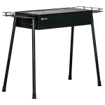 Outsunny Barbecue a Carbonella con 2 Griglie e Cestini Laterali, 94x39x70cm, Nero