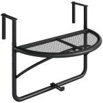 Outsunny Tavolino da Ringhiera Pieghevole con 3 Altezze Regolabili in Metallo, 60x45x50cm, Nero