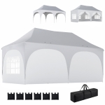 Outsunny Tonnelle pliante barnum imperméable anti-UV  6 parois latérales 6 sacs de sable 12 trous de drainage 3x6m blanc