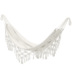 Outsunny Hamac Exterieur Bohème, Hamac de jardin Suspendu avec Frange et Sac de Transport extra large 288 x 150 cm, Beige