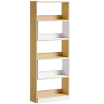 Homcom Estantería de Esquina Giratoria 350° de 5 Niveles, Extensible en L, 111X24X164 cm, Roble