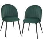 HOMCOM Lot de 2 chaises de salle à manger, chaises de cuisine rembourrées sans accoudoirs, pieds en acier, 52x55x79cm, vert