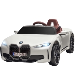 HOMCOM Voiture électrique pour enfants licence BMW I4 12V avec télécommande MP3 Musique Lumières et Ceinture 115x67x45 cm Noir