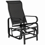 Outsunny Outdoor Gliding Rocking Chair with Sturdy Metal Frame Garden Comfortable Swing Chair, Black