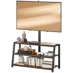 HOMCOM Meuble TV avec support pour téléviseurs de 32-70 pouces, étagères ouvertes, angle ajustable 35°, 108x41x135cm, marron