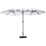 Outsunny Umbrelă Dublă cu 12 Spițe, Bază în Cruce și Manivelă, din Oțel și Poliester, 455x265x238 cm, Bej