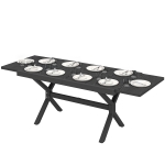 Outsunny Table de Jardin Extensible Aluminium Table de Repas Extérieure Effet Bois 8-10 Personnes 214x85x73cm Gris Anthracite