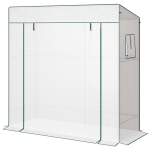 Outsunny Serre de jardin murale adossée avec 1 porte enroulable, bâche PE renforcée, 2 fenêtres, dim. 196L x 77l x 197/178H cm