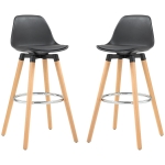 HOMCOM Lot de 2 tabourets de bar, chaises de bar avec dossier et repose-pieds, assise rembourrée, 43 x 43 x 91 cm, noir