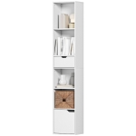 HOMCOM Bibliothèque, étagère à livres, meuble de rangement avec tiroir placard compartiments ouvertes, 30 x 24 x 158 cm, blanc