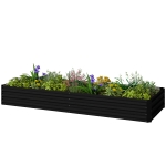 Outsunny Carré potager de jardin rectangulaire jardinière extérieure 241 x 90,5 x 30 cm tôle d'acier ondulée noir