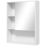 kleankin Armoire murale salle de bain avec miroir, meuble salle de bain, 5 compartiments et étagère réglable, 60x15x76cm, blanc