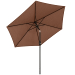 Outsunny 2.6 m Garden Parasol Umbrella with Aluminium Pole, Outdoor Patio Umbrella with Tilt and Crank, Vent, Coffee