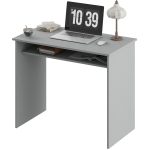 HOMCOM Bureau informatique sobre épuré compact avec 1 étagère, panneaux de particules, dim. 90l x 50P x 74H cm, gris