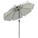 Outsunny 2.7m Patio Parasol Garden Umbrellas with Aluminium Pole, UPF 50+ Outdoor Sun Shade Table Umbrella with Tilt, Crank, 8 Ribs, Ruffles, White