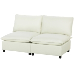 HOMCOM Canapé 2 places modulable, canapé de salon moderne 146 cm sans accoudoirs avec assise large, coussins épais, crème