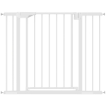 PawHut Barrera de Seguridad para Niños y Perros Ancho 76-103 cm Bloqueo Doble y Cierre Automático Apertura Dos Sentidos Blanco
