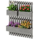 Outsunny Jardinière murale potager avec 3 bacs en bois massif amovibles, tissu non tissé, 60 x 16 x 80 cm gris