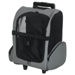 PawHut Sac de transport à roulettes pour chien 2 en 1 trolley chariot sac à dos pour chien chat avec poignée téléscopique, sacs de rangement, aérations, attache de sécurité, 42 x 25 x 55 cm, gris
