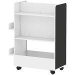 AIYAPLAY Bibliothèque pour enfant avec roulettes, rangement livre enfant de 3 à 8 ans avec tableau noir, 66,5x32,5x86,5cm, blanc