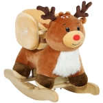 AIYAPLAY Kinder Schaukelpferd Baby Schaukeltier Rentier mit Schlafliedern, für 18-36 Monate Plüsch 65 x 32 x 55 cm Braun