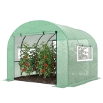 Outsunny Serre de jardin serre tunnel de jardin 9m² PE Haute densité 135 g/m², avec 2 portes zippées 300 x 300 x 200 cm, vert