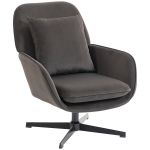HOMCOM Fauteuil salon, fauteuil d'appoint rembourré en velours avec large assise, coussin et structure en métal, gris foncé